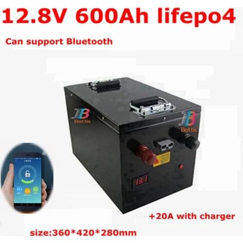 Lithium 12.8V 600Ah 12V Lifepo4 battery 150A Bluetooth APP for 2400W Solar Storage backup power Forklift +20A charger