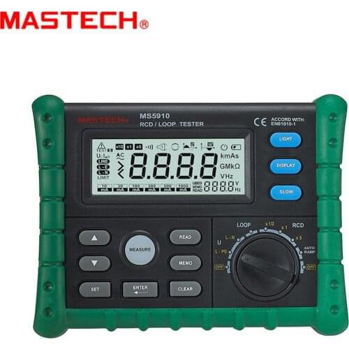 MASTECH MS5910 RCD/Loop Resistance Tester Circuit Trip-out Current/Time Detector with USB Interface