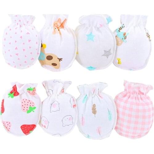 Newborn Baby Cotton Cartoon Gloves Infant Toddler No Scratch Mittens Unisex Baby Mitts for 0-5 Months Baby Boys and Girls