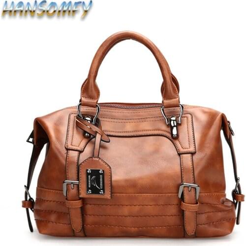 HANNAMFY Winter New Pu Leather Handbag Hign Capacity Vintage Tassel Shoulder Bags For Women Belt Buckles Shopping Tote YA-32