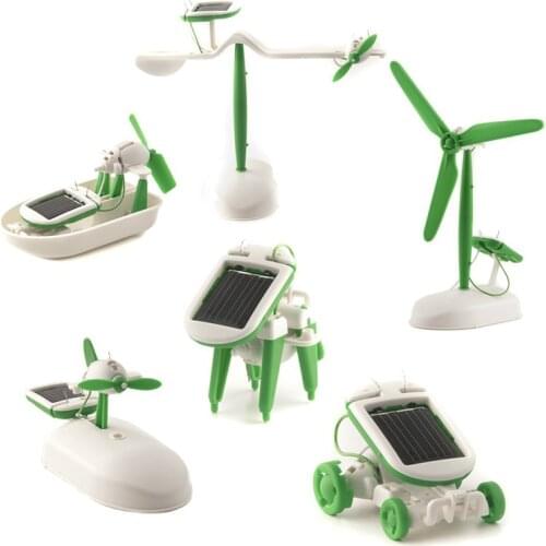 New More DIY 6 IN 1 Educational Learning Power Solar Robot Kit boat energy fan