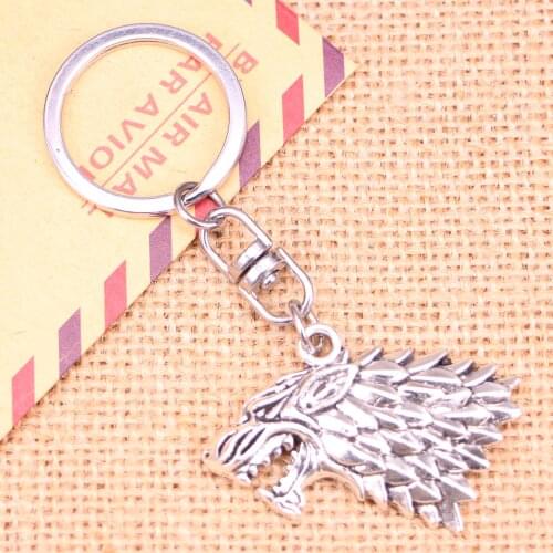 New Fashion Keychain 32*44 mm ice and fire dire wolf Pendants DIY Men Jewelry Car Key Chain Ring Holder Souvenir For Gift