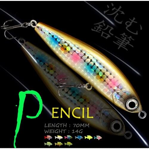 WALK FISH New Product Pencil Fishing Lure 70mm 14g Sinking Artificial Bait VIB Minnow 3D Eyes Wobbler Bass Pike Fishing Tackle