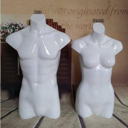 New High Quality Male&Female Mannequin Torso Gloss White Mannequin Fiberglass Model Hot Sale