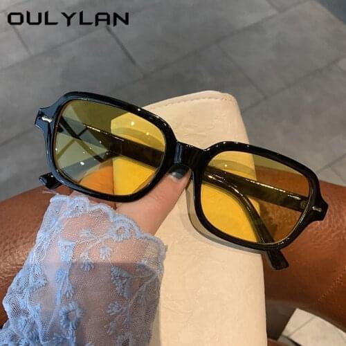 Oulylan Small Oval Sunglasses Women Men Luxury Brand Designer Vintage Sunglass Female Male Black Yellow Sun Glasses UV400