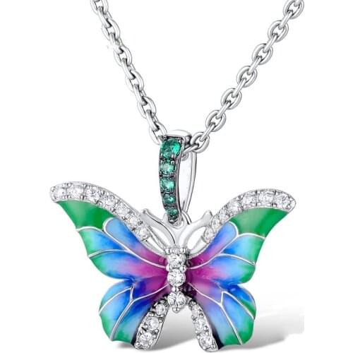 Exquisite Handmade Enamel Butterfly Necklaces for Women aaa Cubic Zirconia Choker Necklace Statement Jewelry