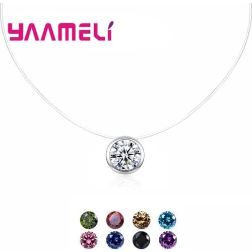 2021 New Trendy 925 Sterling Silver Necklace Collar Geometric Round Cubic Zircon Rhinestone Crystal Neck Jewelry for Party