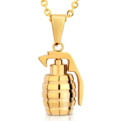 SOITIS Hiphop Hand Grenades Necklace Charms Men Fashion Jewelry Bombs Pendant Trendy Party Three Color Chain Wholesales