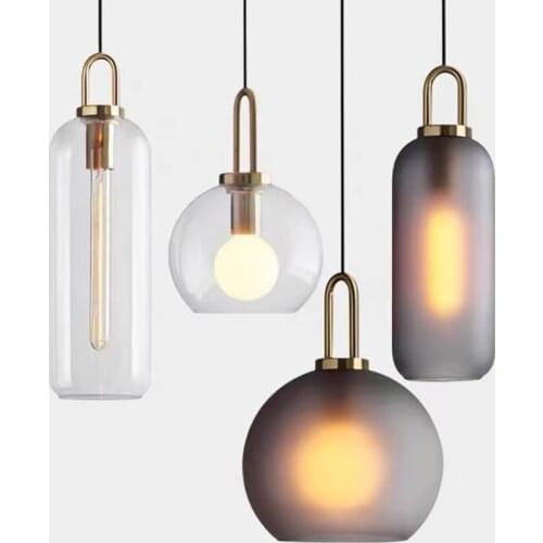 Industrial Loft Retro Pendant Lights Bedroom Kitchen Restaurant Hanging Lights Smoke Glass Home Decor E27 Suspension Light