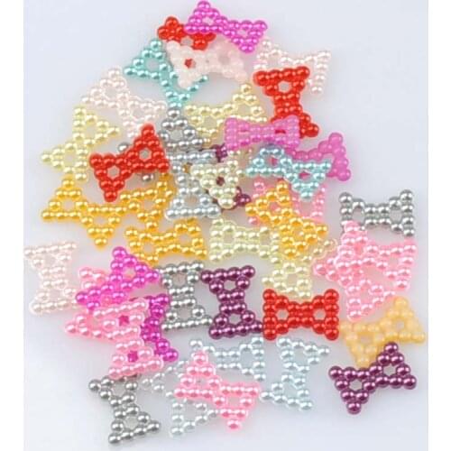 Half Round Pearl beads Bowknot Flatback Cabochon Scrapbooking Craft ABS For Diy 400pcs 9X12mm YKL0527