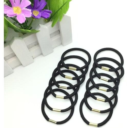 20pcs/lot Simple Black Elastic Hair Rubber Bands Without Metal Buckle Hair Ropes Ponytail Holder Women Girls Hair Accessories