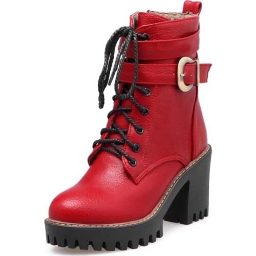 Plus Size 10 12 boots women shoes ankle boots for women ladies boots Cross strap buckle metal trim