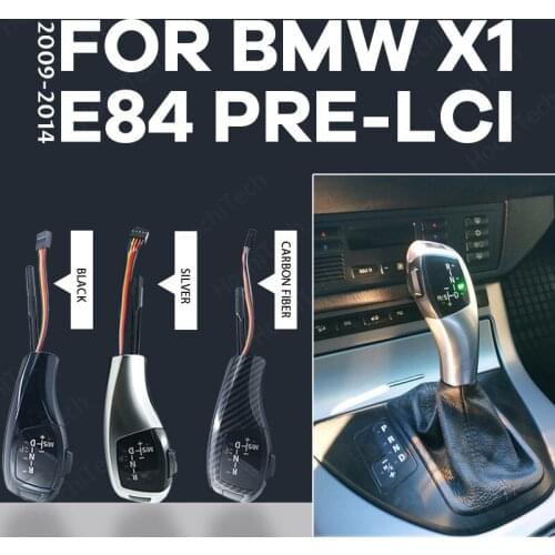 Carbon Fiber Black Silver F30 Style PU Leather LED Gear Shift Knob for BMW X1 2009-2014 E84 pre-LCI Accessories