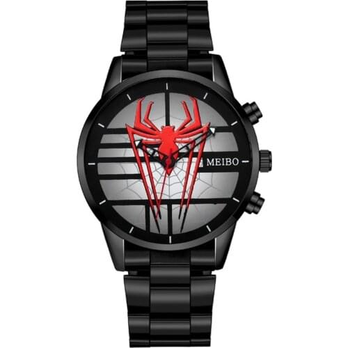 The Avengers Marvel Cartoons Spiderman Steel band watch Men student fashion personality Childrens Quartz Watch Trendy watches