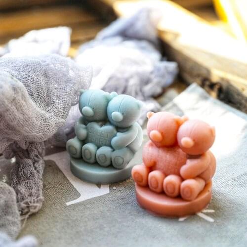 Love Couple Bear Candle Silicone Mold DIY Cute Married Couple Bear Mould Resin 3D Craft Soap Making Kit Lovely Home Decor