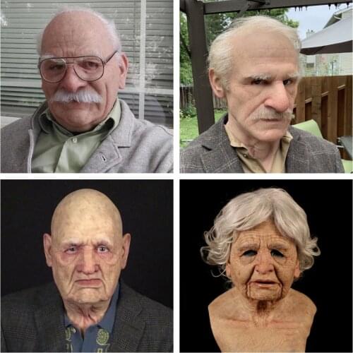 1pcs Old Man Scary Mask Cosplay Scary Full Head Latex Mask Halloween Horror Funny Cosplay Party Mask Old Man Head Helmet Masks