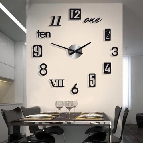 Vintage Simple Silent Acrylic Large Decorative DIY Numbers Wall Clock Living Room Kitchen Farmhouse Decor Wall Watch Stickers