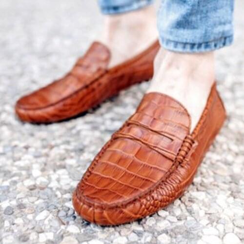 Tezcan Hakiki Deri 10043 Taba Croco Deri Driver Tipi Kaliteli Üretim Hava Alan Kumaş Özel Günlerinizde Tüm Kıyafetlerle Giyin