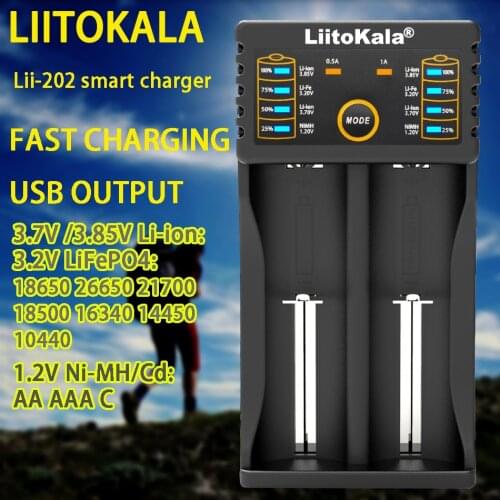 18650charger USB input nimhNicd intelligent lithium Outdoor emergency 1.2 v 3.7V 3.2 v AA/AAA battery charger Liitokala LII202