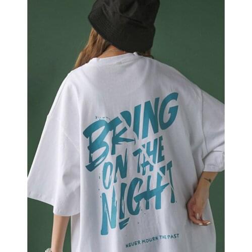 Short-Sleeved T-Shirt Women 2021 Summer New Street Style Loose College Style Students All-Match Half-Sleeved Couple Top Women