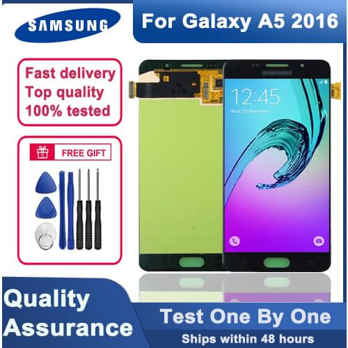 100% tested original 5.2" AMOLED LCD monitor for Samsung Galaxy A5 2016 A510F A510M A510FD A5100 A510 touch screen LCD assembly