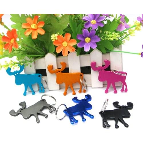 1pc Multifunction Opener Animal Moose Elk Wine Beer Bottle Cap Opener Outdoor EDC Reindeer Key Ring Chain Tool