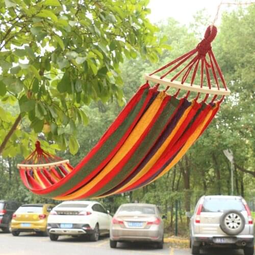 1pc Portable Hammock Outdoor Hammock Garden Sports Home Travel Camping Swing Canvas Stripe Hang Bed Hammock Red, Blue 190 x 80cm