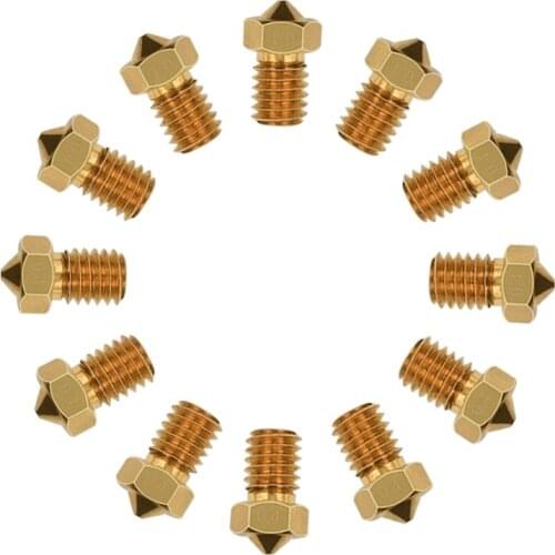 10Pcs E3D V6 Brass Nozzle 0.2//0.3/0.4/0.6/0.8/1.0mm For 1.75mm 3mm Filament E3D V6 V5 Copper Nozzle Extruder Print Head