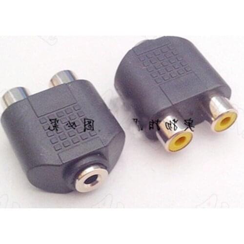 10pcs/lot One Female To Two Male Audio Converter 3.5mm To Double RCA Nickle Plated Socket