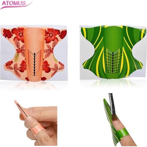 100pcs Nail Art Extension French Acrylic UV Gel Tips Builder Form Guide Stencil Manicure Tools Self-Adhesive Forms Stickers