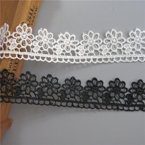 13yard/Lot Black and White Flower Embroidered Lace Ribbon Applique Fabric Handmade DIY Clothes Sewing Craft Lace Trim Decoration