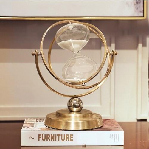 15/30 Min Morden Type Metal Swivel Rotating Sand Clock Hourglass Timer Home Decor Decoration Bedroom Office Desk Gift Globe