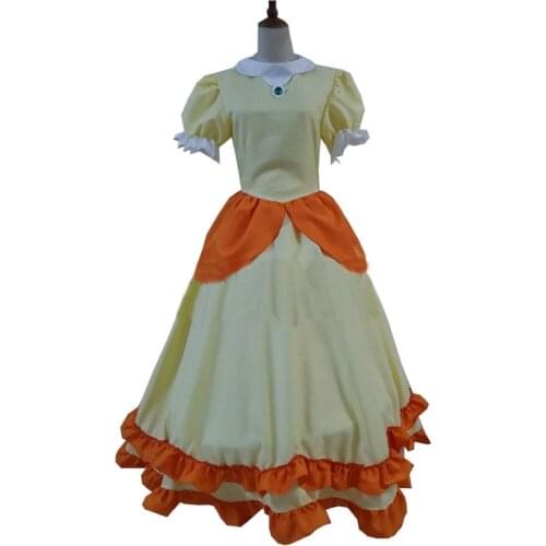2021 Super Bros Princess Peach Cosplay Dress Orange Costume