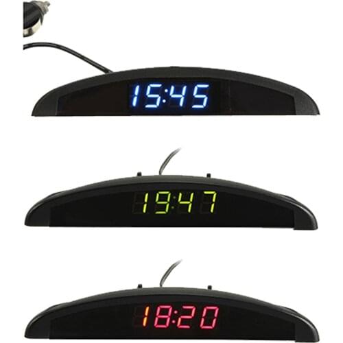 3 In1 Car 12V Digital LED Voltmeter Voltage Temperature Clock Thermometer Car