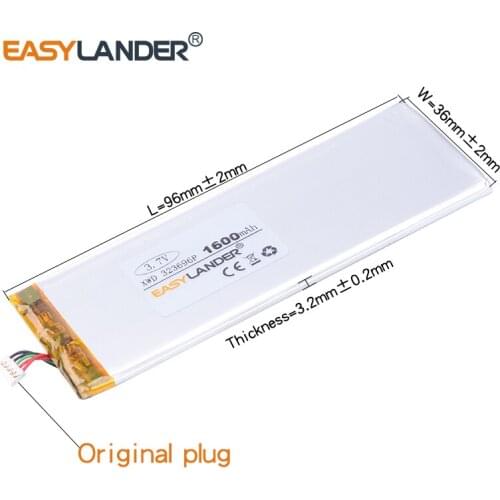 323696 3.7V 1600mAh Rechargeable li-Polymer Battery For china clone 4.7inch I6 6s MTK andorid phone PL323696 RNEW XWD 303696P