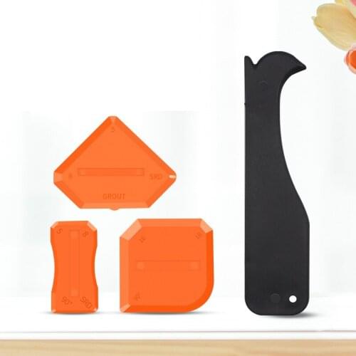 4pcs/set Window Door Silicone Sealant Spreader Spatula Scraper Cement Caulk Removal Tool Finishing Sealant Grout Kit Caulking
