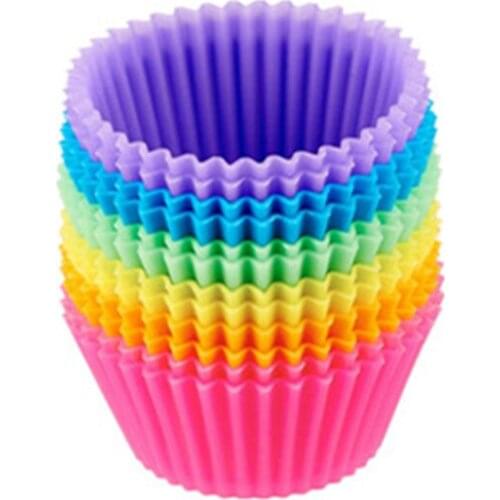 500Pcs Silica Gel Baking Cup High Temperature Resistant Cupcake Mold Reusability Reusable Silicone Cups Multicolor