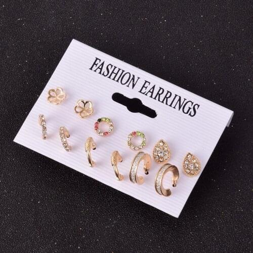 6 pairs/set Earrings Set for Girls Korean Fashion Stud Earrings for Women Statement Earrings pendientes mujer aretes de mujer