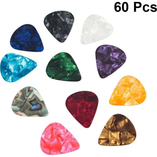 60pcs Guitar Picks Colorful Heart Shape Guitar Picks For Guitar Bass Ukulele Mandolin Banjo 0.46/0.71/0.96mm Assorted Color