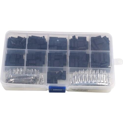 620pcs Dupont Connector 2.54mm Dupont Cable Jumper Wire Pin Header Housing Kit Male Crimp Pins+Female Pin Terminal Connector set