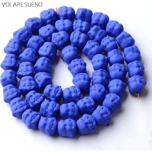 8mm Natural Matte Blue Rubber Hematite Stone Buddha Head Shape Beads For Jewelry Making Spacer Loose Beads Diy Bracelet 15inches