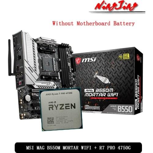 AMD Ryzen 7 4750G R7 4750G CPU + MSI MAG B550M MORTAR WIFI Motherboard Suit Socket AM4 All new but without cooler