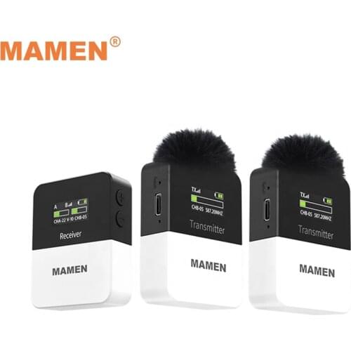 MAMEN KT-W1 UHF Wireless Lavalier Microphone System with Built-in Battery 50m Pickup for DSLR Camera Vlog Interview Recording
