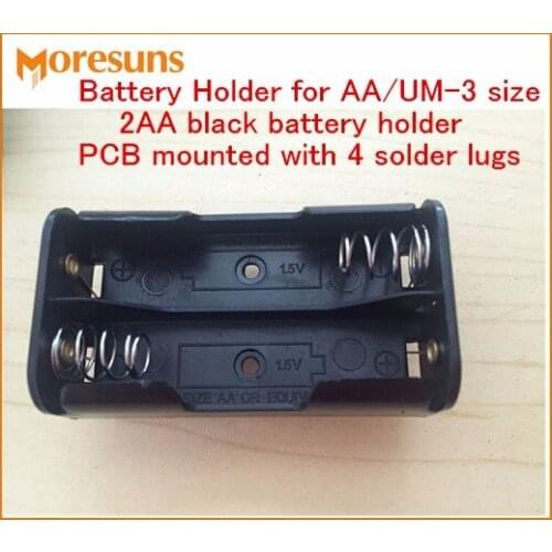 Fast Free Ship 10PCS Battery Holder for AA/UM-3 size,2AA Black Battery Holder PCB Mounted 4 Solder lugs 4*AA Battery Holder