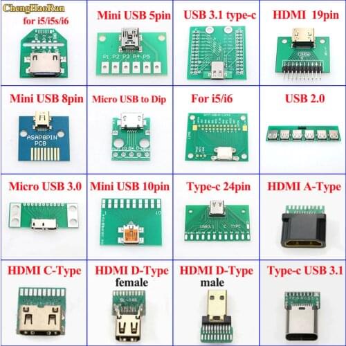 ChengHaoRan For iPhone 5 5S 6 Mini Micro USB to DIP Adapter PCB Test Board USB 2.0 3.0 3.1/Type-C/HDMI Female Connector Socket