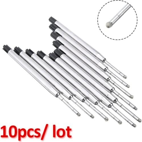 10pcs 0.5mm Stainless Steel Black Ballpoint Pen Refill Replacement Refills Office School Stationery