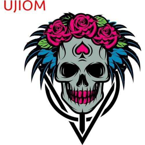 UJIOM Color with Bride Skull Rose Decorative Decals Bedroom Accessories Living Room Decor Moisture Proof Wall Stickers