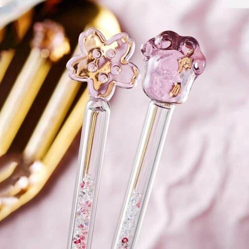 Long Handle Juice Coffee Lengthened Stirring Stick Swimstick Girl Heart Star Pink Glass Cute Creative