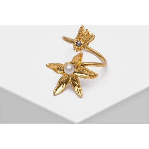 AMORITA Elegant Open Adjustable flower Ring