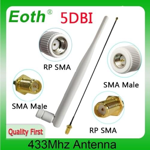 2pcs 433Mhz Antenna SMA Male Connector 433 mhz antena Aerial 433m Wireless Repeater+ RP-SMA to Ufl./IPX Extension Pigtail Cable